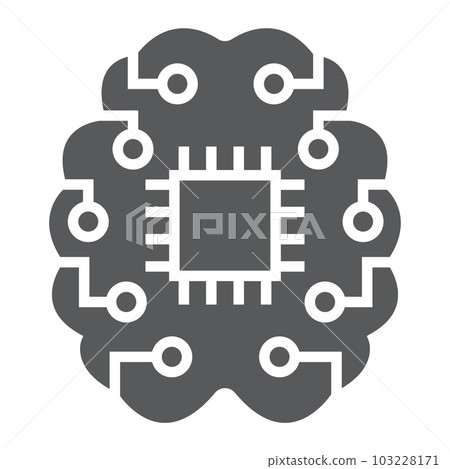 Machine thinking glyph icon, data and analytics 103228171
