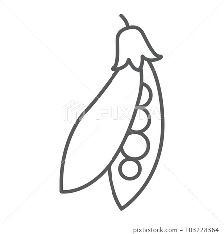 Pea pod thin line icon, vegetable and diet, peas 103228364