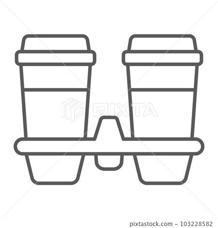 Take away coffee cups thin line icon, coffee 103228582
