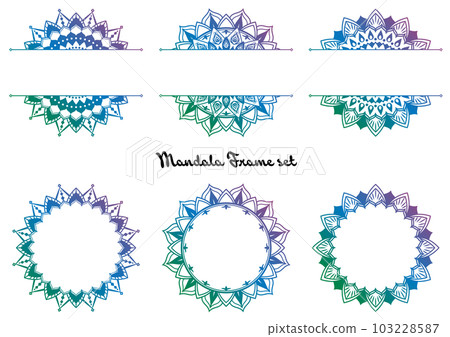 豪華曼陀羅框架集。圓形圖案。 103228587