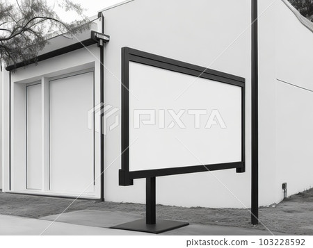 Create Eye-Catching Outdoor Business Signage with Blank Black and White Mockup for Your Company Logo. Generative AI. Create Eye-Catching Outdoor Business Signage with Blank Black and White Mockup for Your Company Logo. Generative AI. 103228592