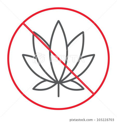No marijuana thin line icon, prohibition forbidden 103228703
