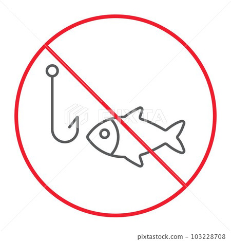 No fishing line icon, prohibition and forbidden No fishing line icon, prohibition and forbidden 103228708