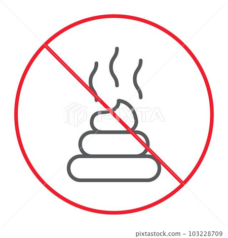No Shit thin line icon, prohibition and forbidden 103228709