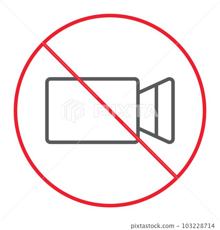 No filming thin line icon, prohibition forbidden No filming thin line icon, prohibition forbidden 103228714