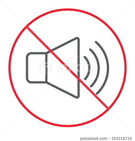 No sound thin line icon, prohibition and forbidden No sound thin line icon, prohibition and forbidden 103228718