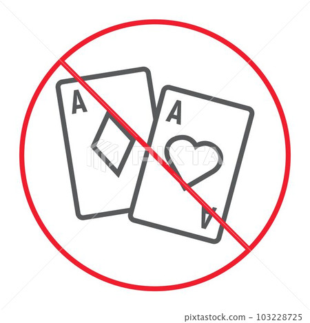 No gambling thin line icon, prohibition No gambling thin line icon, prohibition 103228725