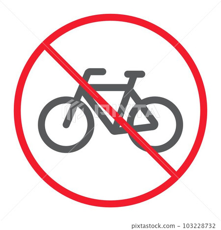 No bicycle line icon, prohibition and forbidden 103228732