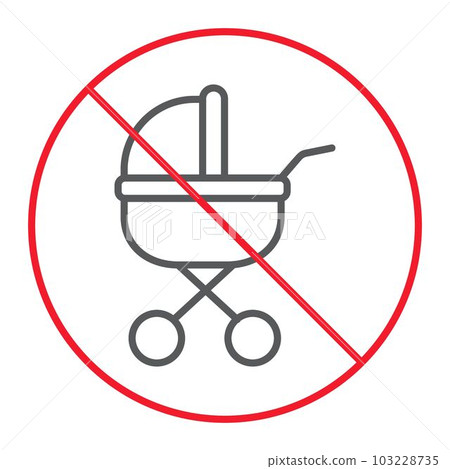 No Baby Carriage thin line icon, prohibition No Baby Carriage thin line icon, prohibition 103228735