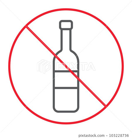No alcohol thin line icon, prohibition forbidden 103228736