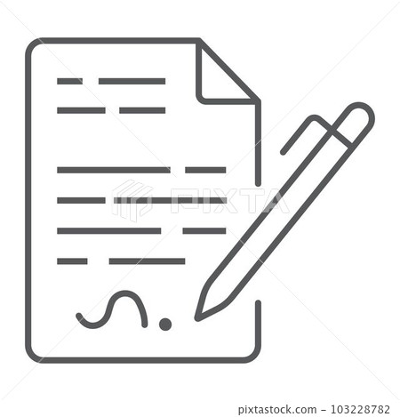 Contract thin line icon, agreement and signature Contract thin line icon, agreement and signature 103228782