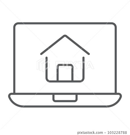 Online house shopping thin line icon, real estate Online house shopping thin line icon, real estate 103228788