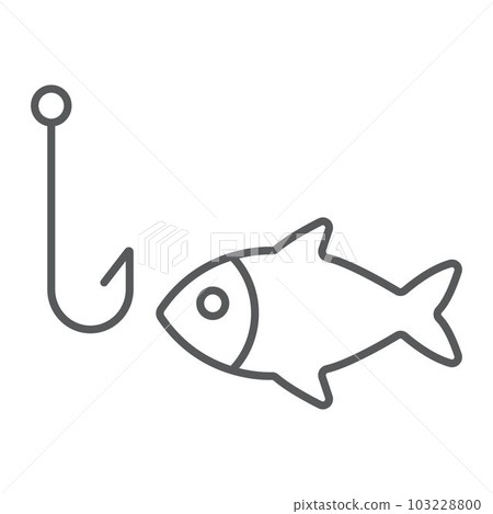 Float, Fishing Line and Hook Underwater Stock Vector