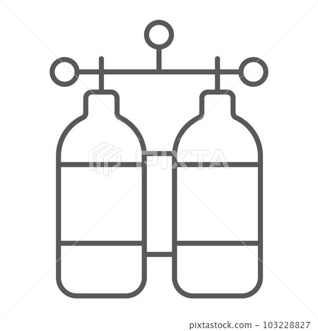 Oxygen tank thin line icon, diving and underwater 103228827