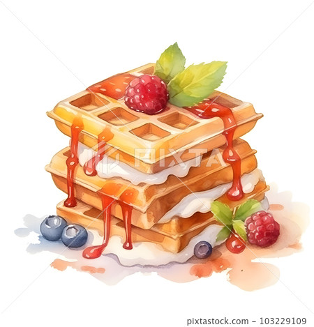 Illustration of waffle pancake (Generative AI) 103229109