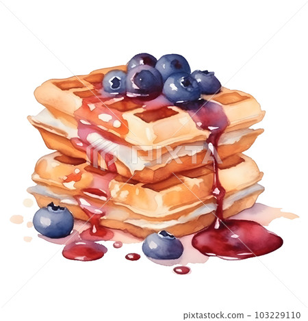 Illustration of waffle pancake (Generative AI) 103229110