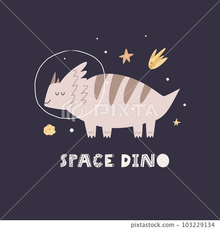Funny illustration of cute dinosaurs in a outer space. Funny illustration of cute dinosaurs in a outer space. 103229134