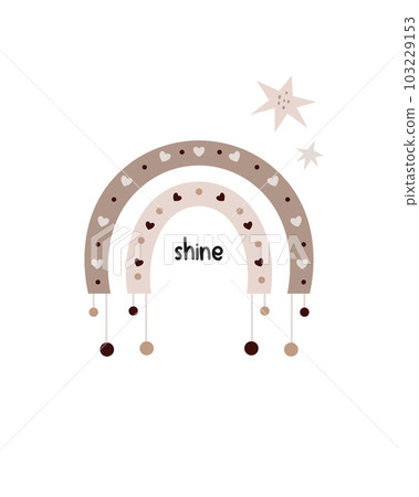 Cute sweet design with han drawn rainbow in a boho style. Cute sweet design with han drawn rainbow in a boho style. 103229153