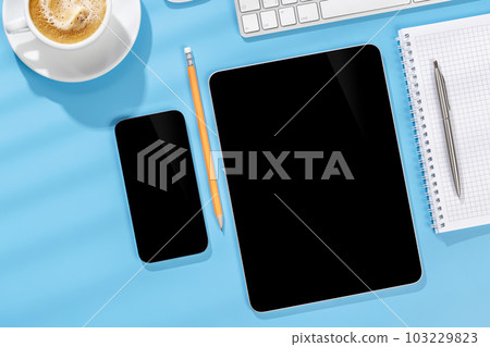 Tablet and smartphone with blank screen 103229823