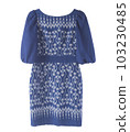 vintage women dress with Thai fabric indigo dye style isolated 103230485