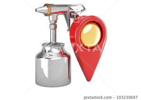 Portable Sand Blaster Gun with map pointer, 3D rend 103230687