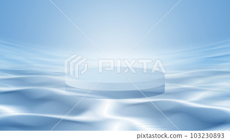 空的圓形産品場景展台浮在水面上3D渲染 103230893