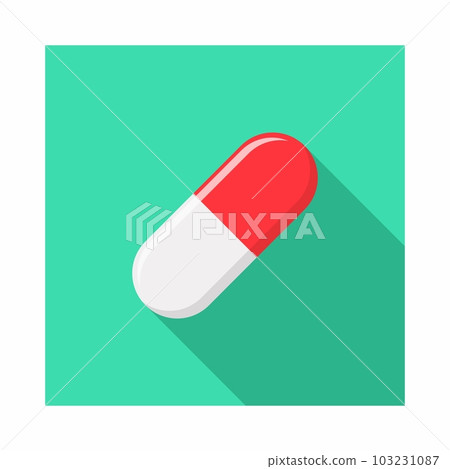 Red Pill Capsule, Medicine, vector mark symbols green style. Isolated icon. 103231087