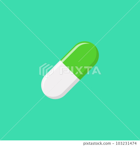 Green Pill Capsule, Medicine, vector mark symbols green style. Isolated icon. 103231474