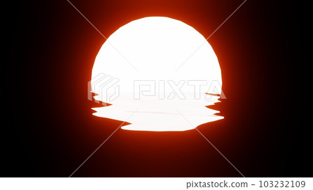 Bright Orange Sunset reflection in water or the ocean on black background. 103232109