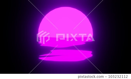 Purple Sunset reflection in water or the ocean on black background. 103232112