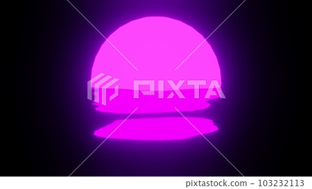 Purple Sunset reflection in water or the ocean on black background. 103232113