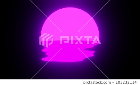 Purple Sunset reflection in water or the ocean on black background. 103232114