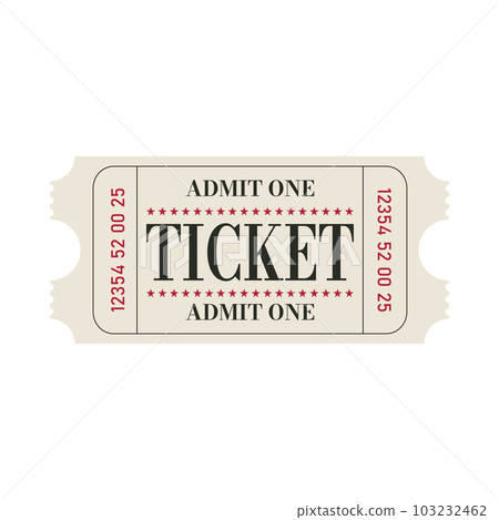 Retro ticket desogn template. Admit one.Ticket for cinema, movie,circus,carnaval,film,festival etc.Vector illustration Retro ticket desogn template. Admit one.Ticket for cinema, movie,circus,carnaval,film,festival etc.Vector illustration 103232462