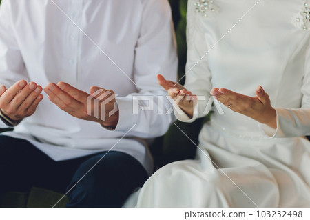 National wedding. Bride and groom. Wedding muslim couple during the marriage ceremony. Muslim marriage. 103232498