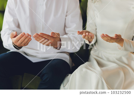 National wedding. Bride and groom. Wedding muslim couple during the marriage ceremony. Muslim marriage. 103232500