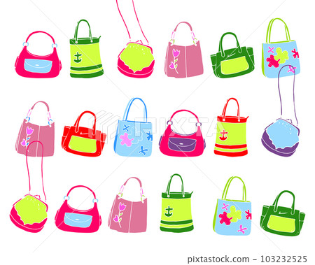 Hand drawn colored women bags set 103232525