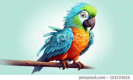 Colorful parrot, cartoon illustration - generative AI, AI generated Colorful parrot, cartoon illustration - generative AI, AI generated 103233629