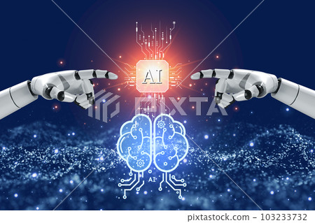 Technology of the future, AI controls the brain. AI Replaces Human Beings. Concept of Artificial intelligence or AI 103233732