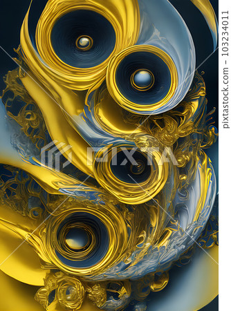 Floral 3D swirl in yellow gold. 103234011
