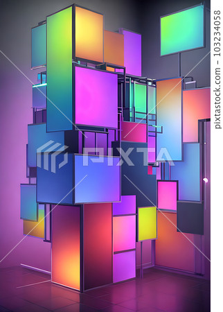 Abstract geometric background with magic neon. Abstract geometric background with magic neon. 103234058