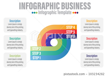 Vector circle infographics set. Template for diagram, graph, presentation and chart. Business concept with Six 6 Steps, Six 6 options, parts, steps or processes. Abstract background. 103234282