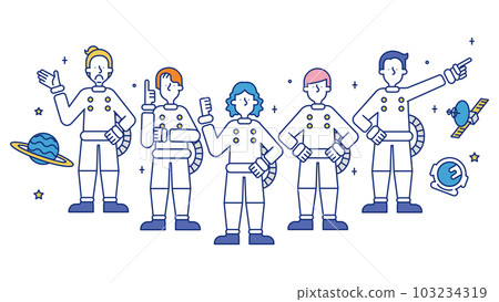 Illustration of a man getting a job as an astronaut Illustration of a man getting a job as an astronaut 103234319