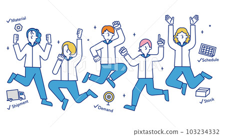 Men and women working in manufacturing management Men and women working in manufacturing management 103234332