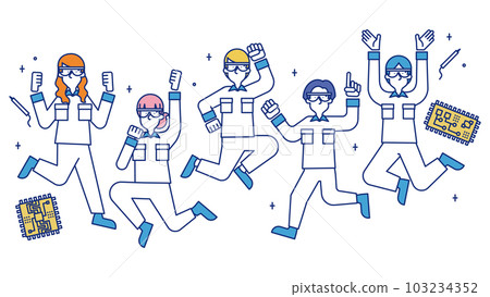 Illustration of a man and a woman who work as electronic circuit designers Illustration of a man and a woman who work as electronic circuit designers 103234352