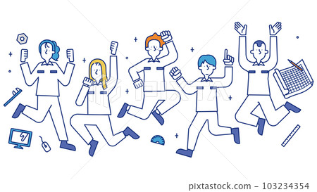 Illustration of a man and a woman who work as mechanical designers 103234354