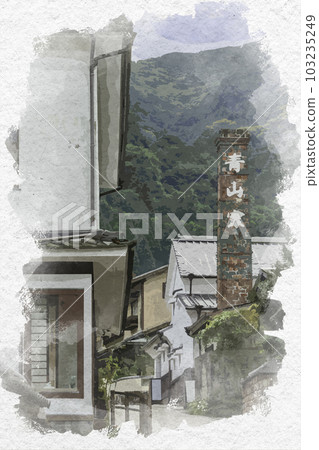 佐賀縣伊万里市水彩風格的伊万里大川內山秘窯村 103235249