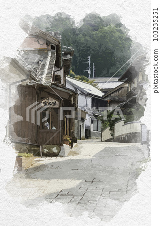 佐賀縣伊万里市水彩風格的伊万里大川內山秘窯村 佐賀縣伊万里市水彩風格的伊万里大川內山秘窯村 103235251