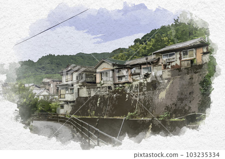 Watercolor-style Imari Okawachiyama Secret Kiln Village, Imari City, Saga Prefecture 103235334
