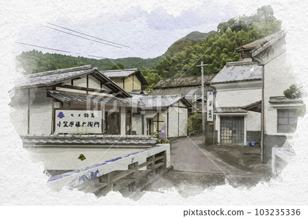 Watercolor-style Imari Okawachiyama Secret Kiln Village, Imari City, Saga Prefecture 103235336