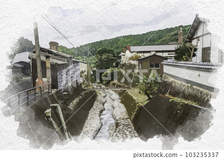佐賀縣伊万里市水彩風格的伊万里大川內山秘窯村 103235337